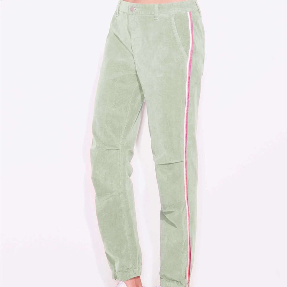 Sundry Army Green Joggers With Button And Pinstri… - image 1
